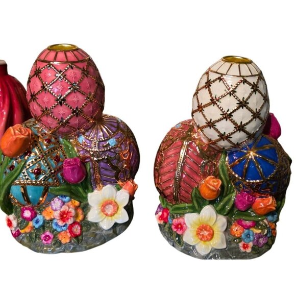 2 Christopher Radko Easter Faberge Egg Candle Holder Spring Holiday Decor 8" - Picture 9 of 16